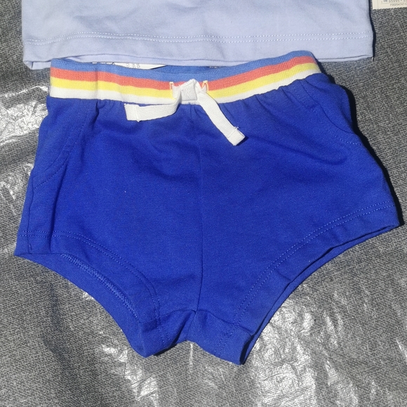 CAT & JACK 3 - 6 month t shirt, short set New NWT Blue, yellow white SUMMER - Picture 2 of 16